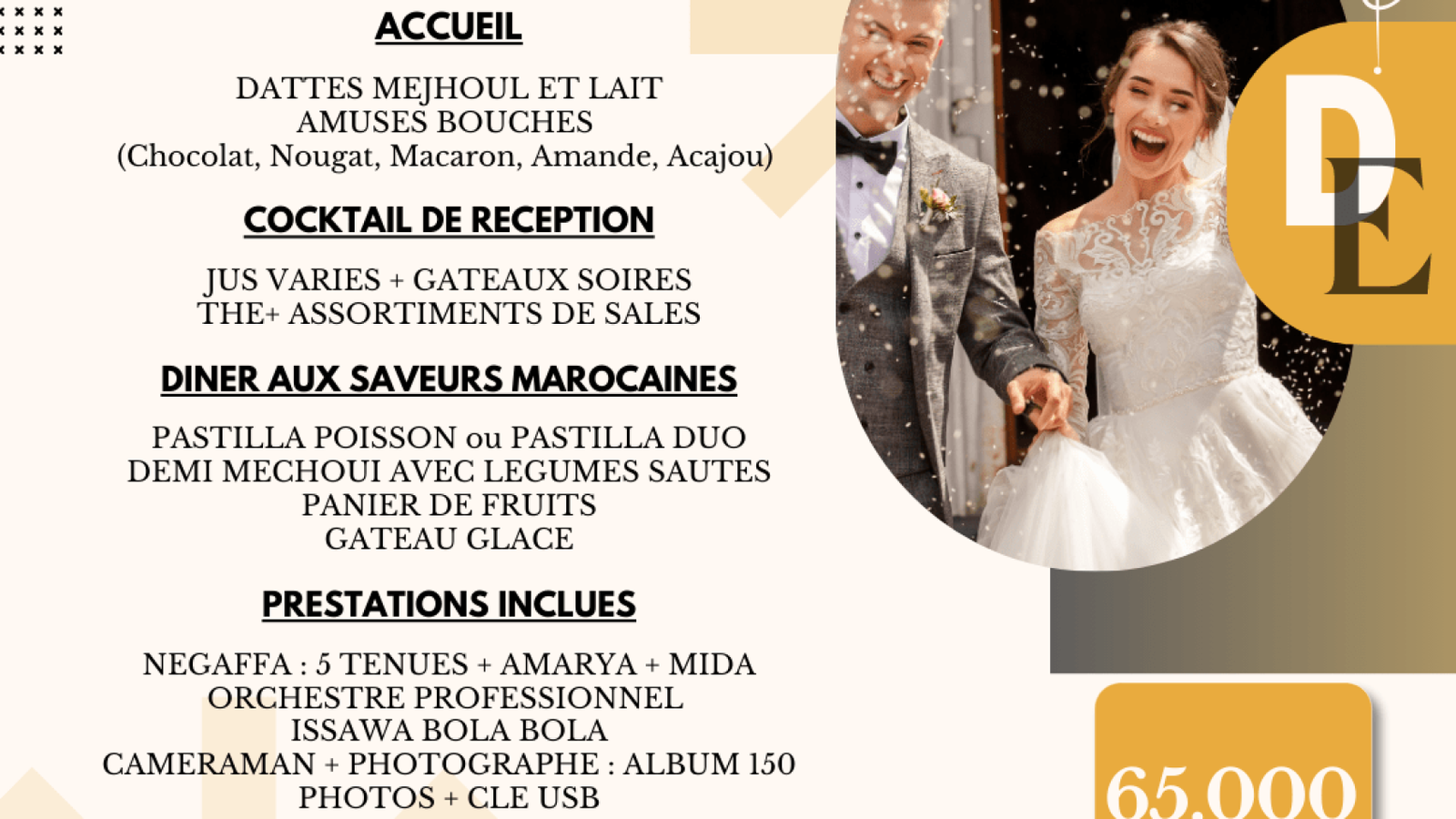 Pack mariage; salle de fête